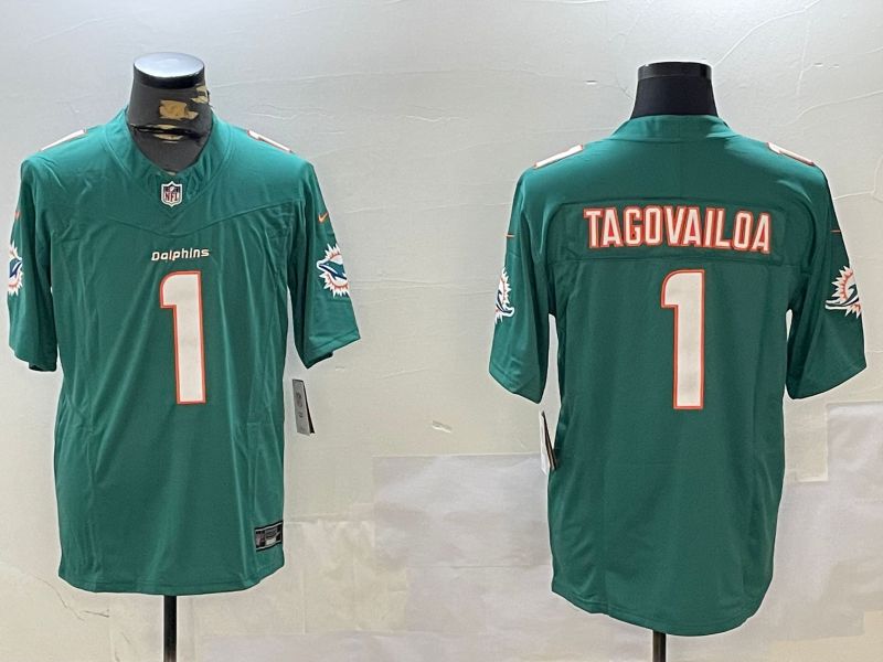 Men Miami Dolphins #1 Tagovailoa Green Three generation 2024 Nike Limited NFL Jersey style 1->miami dolphins->NFL Jersey